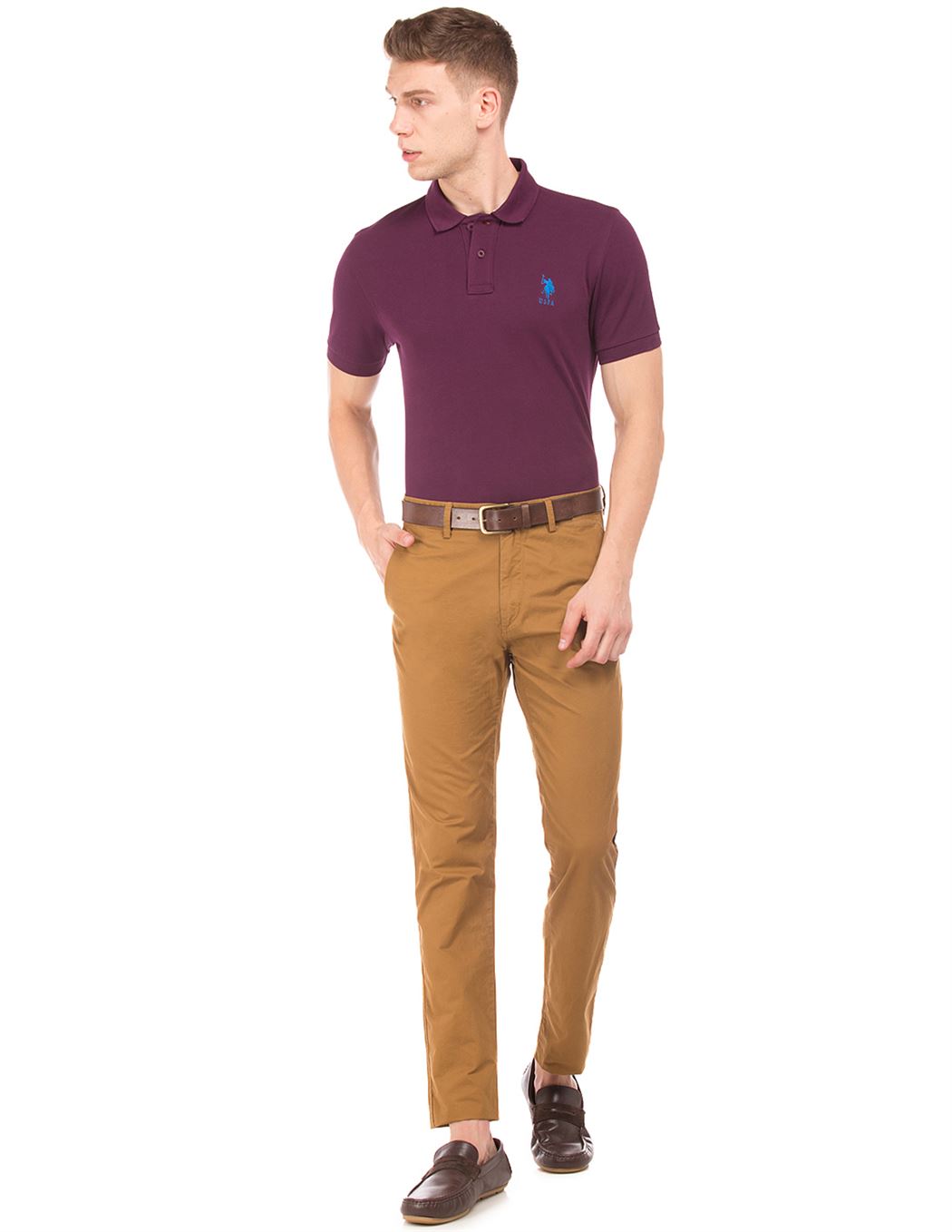 U.S. Polo Assn. Men Casual Wear Purple T-Shirt